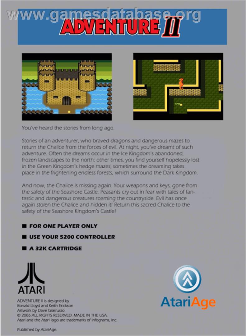 Adventure 2 - Atari 5200 - Artwork - Box Back