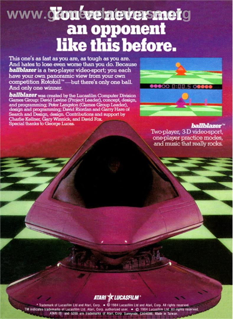 Ballblazer - Atari 5200 - Artwork - Box Back