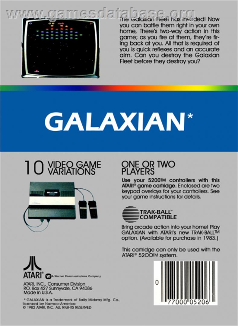 Galaxian - Atari 5200 - Artwork - Box Back