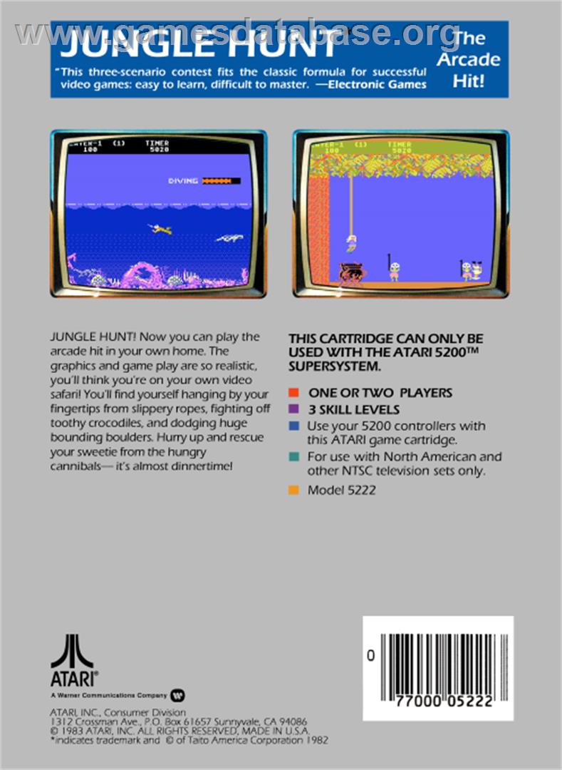 Jungle Hunt - Atari 5200 - Artwork - Box Back