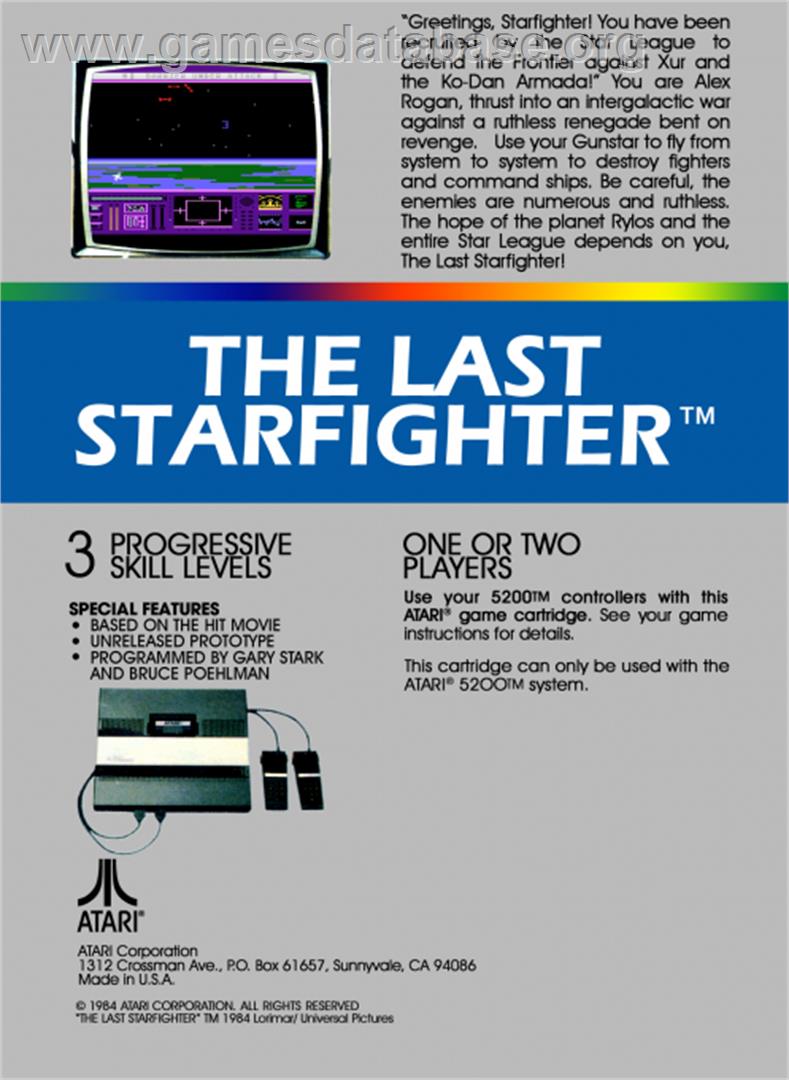 Last Starfighter - Atari 5200 - Artwork - Box Back