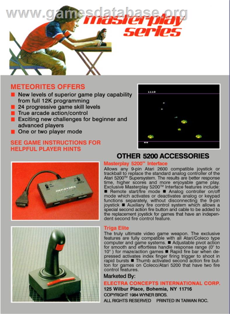 Meteorites - Atari 5200 - Artwork - Box Back