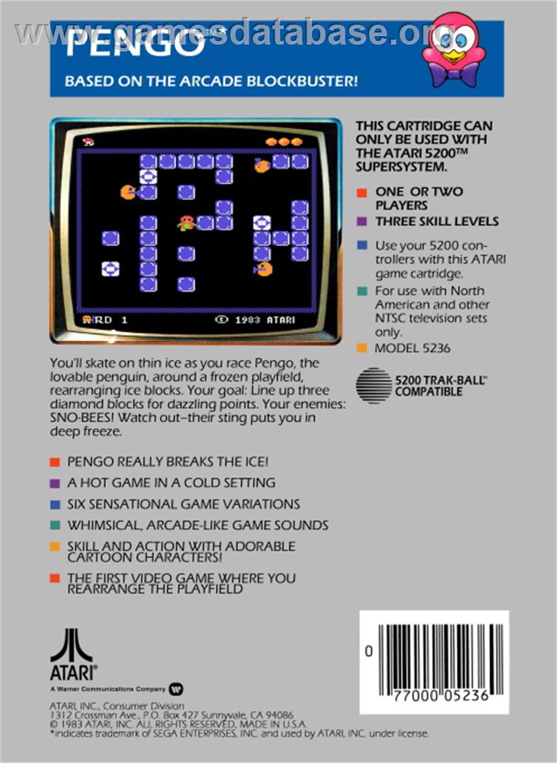 Pengo - Atari 5200 - Artwork - Box Back