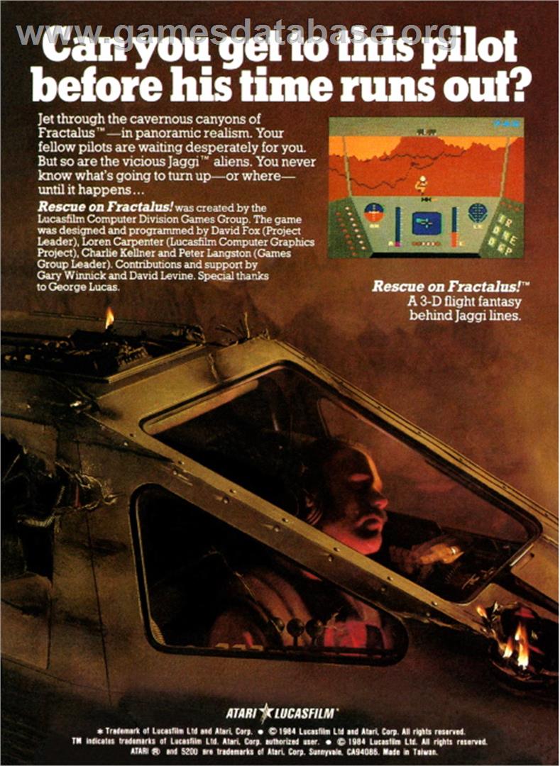 Rescue on Fractalus - Atari 5200 - Artwork - Box Back