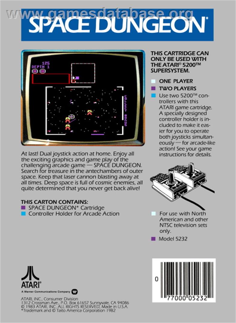 Space Dungeon - Atari 5200 - Artwork - Box Back