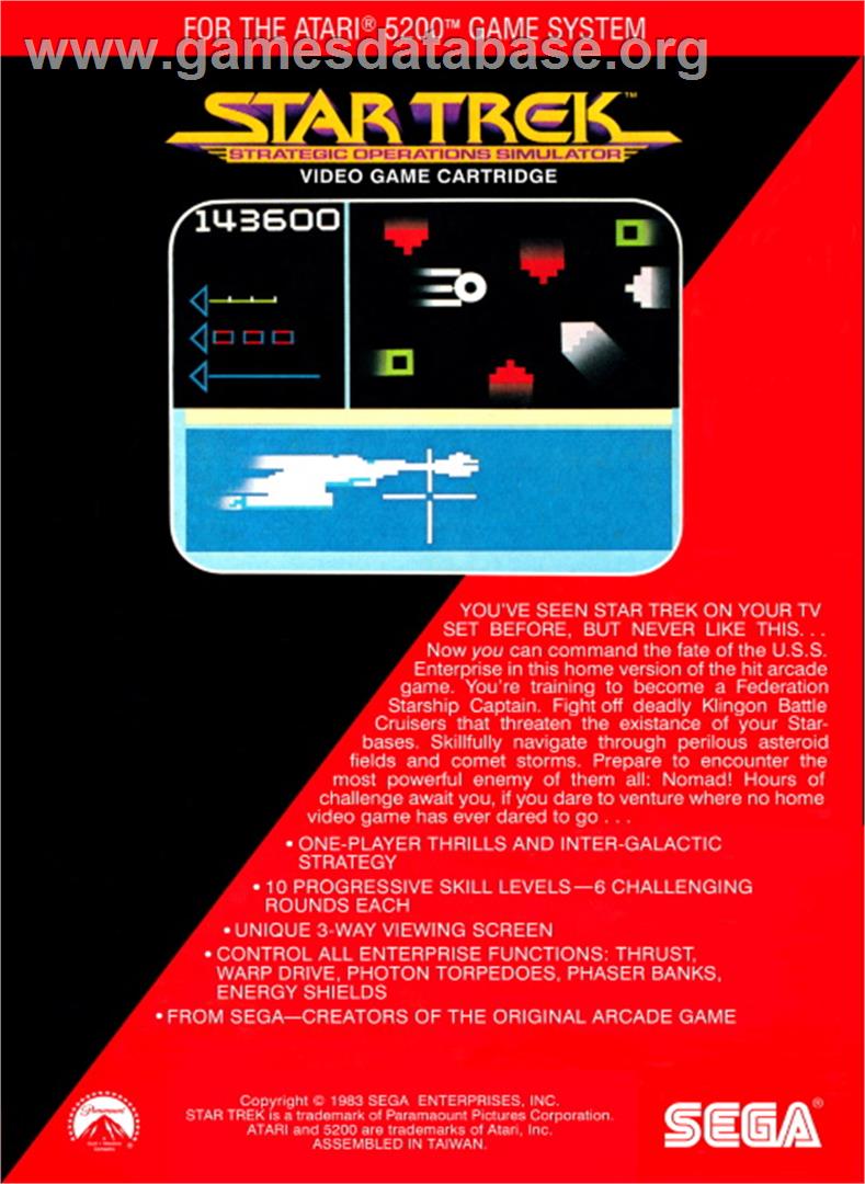 Star Trek Strategic Operations Simulator - Atari 5200 - Artwork - Box Back