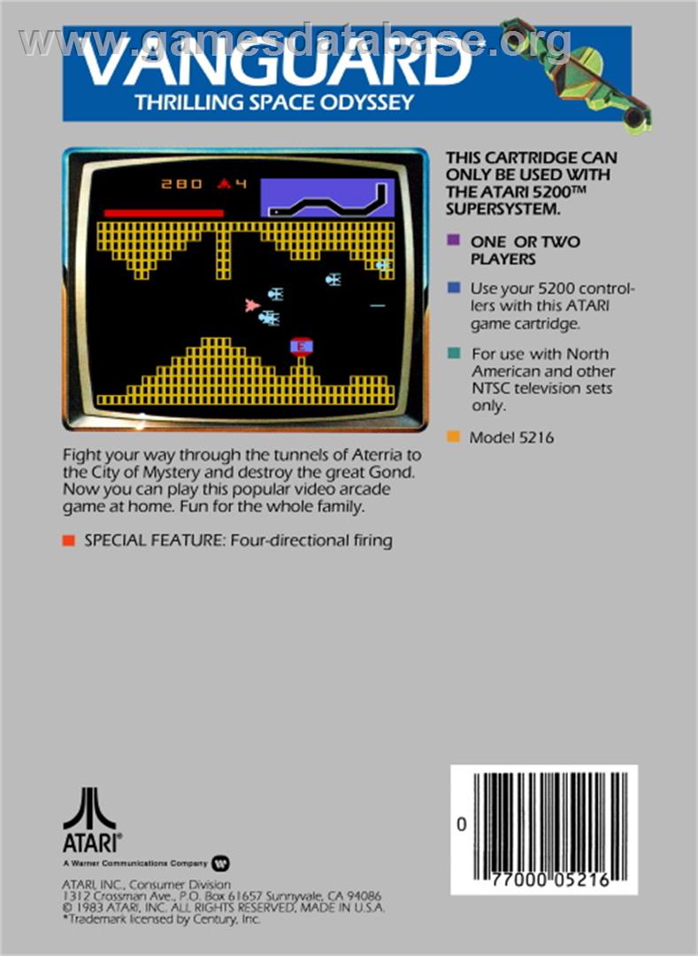 Vanguard - Atari 5200 - Artwork - Box Back