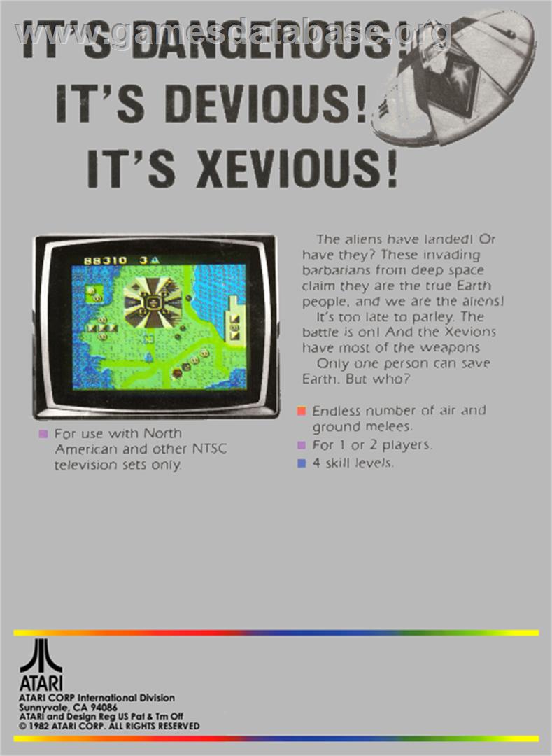 Xevious - Atari 5200 - Artwork - Box Back