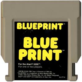 Cartridge artwork for Blue Print on the Atari 5200.