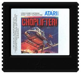 Cartridge artwork for Choplifter on the Atari 5200.