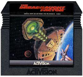 Cartridge artwork for Dreadnaught Factor on the Atari 5200.