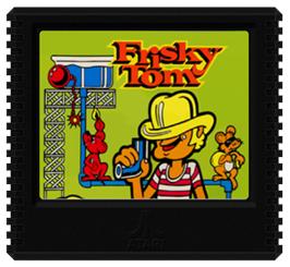 Cartridge artwork for Frisky Tom on the Atari 5200.