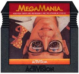 Cartridge artwork for Megamania on the Atari 5200.