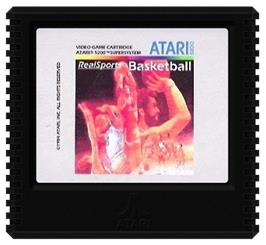 Cartridge artwork for RealSports Basketball on the Atari 5200.