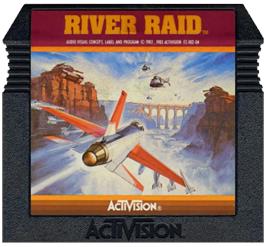 Cartridge artwork for River Raid on the Atari 5200.