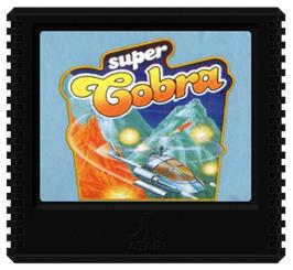 Cartridge artwork for Super Cobra on the Atari 5200.