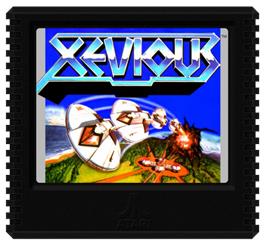 Cartridge artwork for Xevious on the Atari 5200.