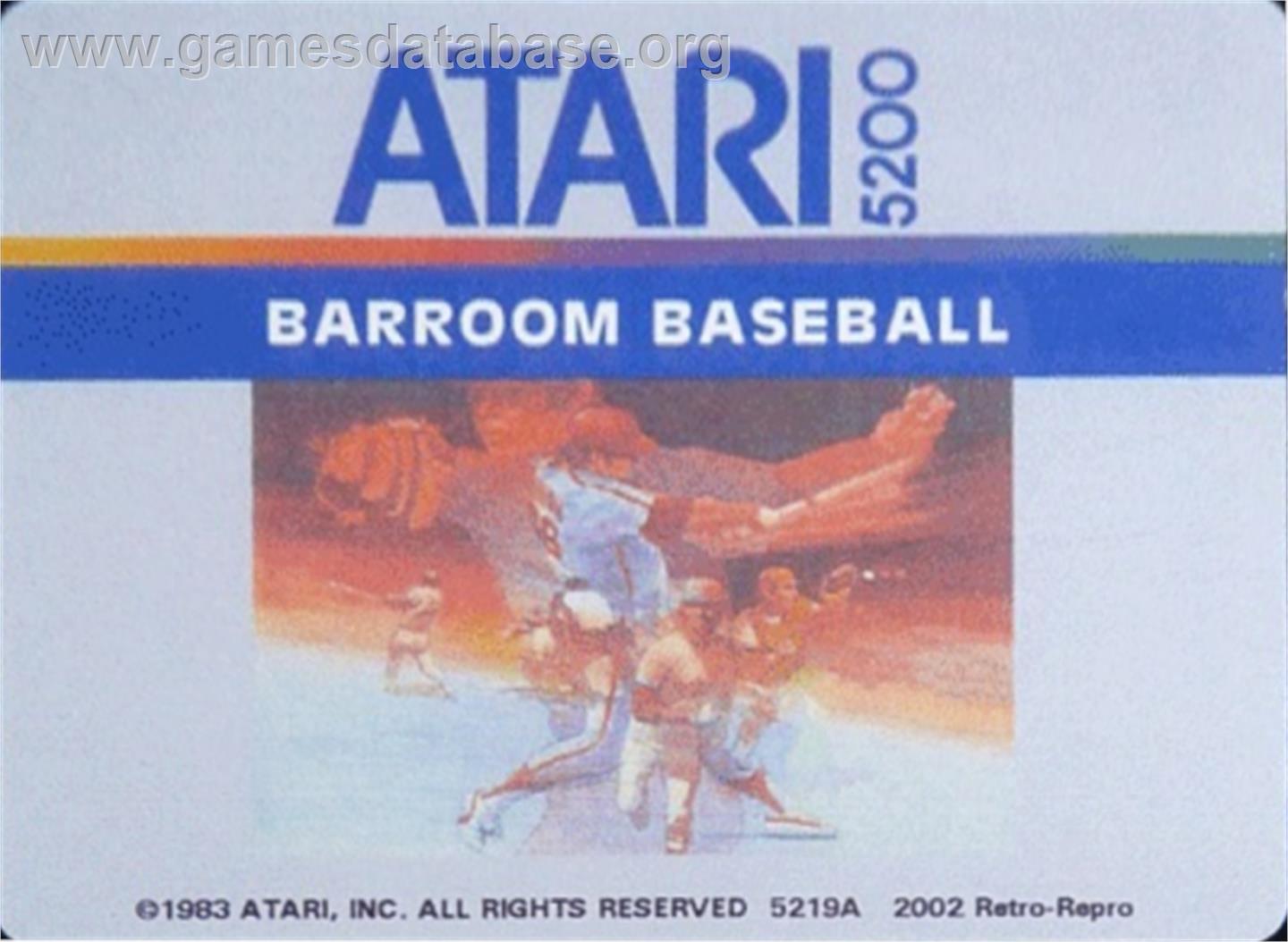 Barroom Baseball - Atari 5200 - Artwork - Cartridge Top