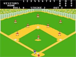 In game image of Barroom Baseball on the Atari 5200.