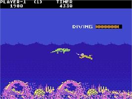 In game image of Jungle Hunt on the Atari 5200.