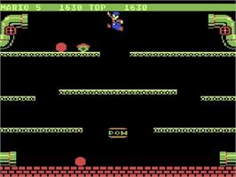 In game image of Mario Bros. on the Atari 5200.