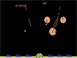 In game image of Missile Command on the Atari 5200.