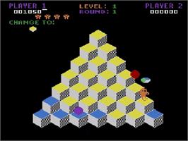 In game image of Q*bert on the Atari 5200.