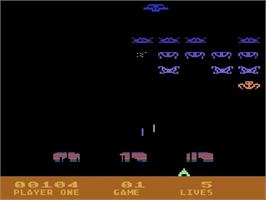 In game image of Space Invaders on the Atari 5200.