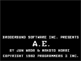 Title screen of A.E. on the Atari 5200.