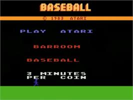 Title screen of Barroom Baseball on the Atari 5200.