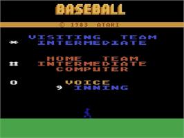 Title screen of RealSports Baseball on the Atari 5200.