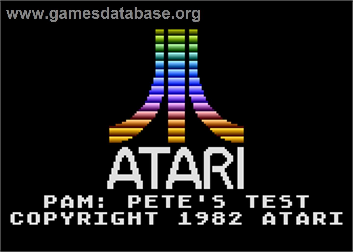 Atari PAM: Pete's Test - Atari 5200 - Artwork - Title Screen