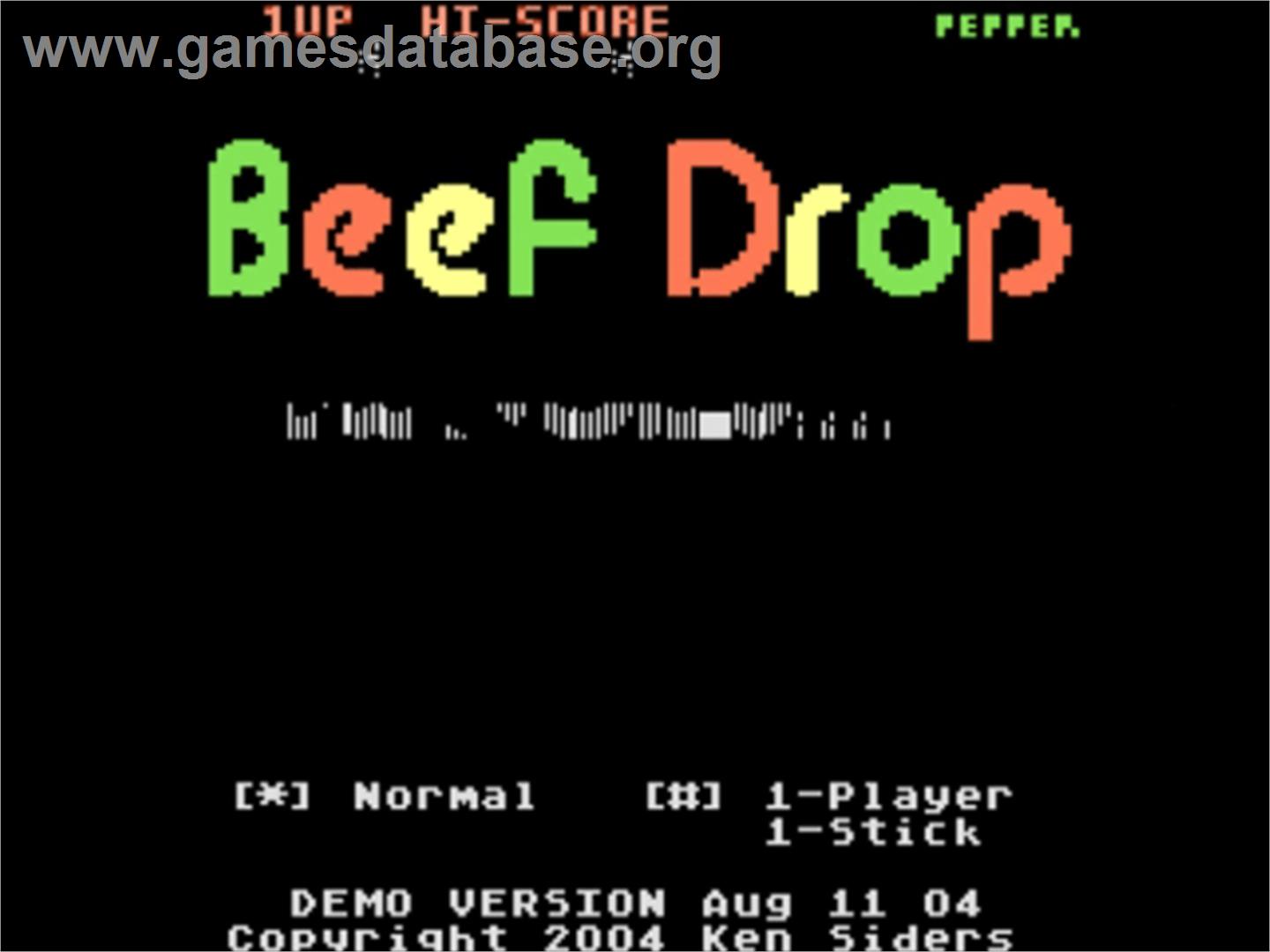 Beef Drop - Atari 5200 - Artwork - Title Screen