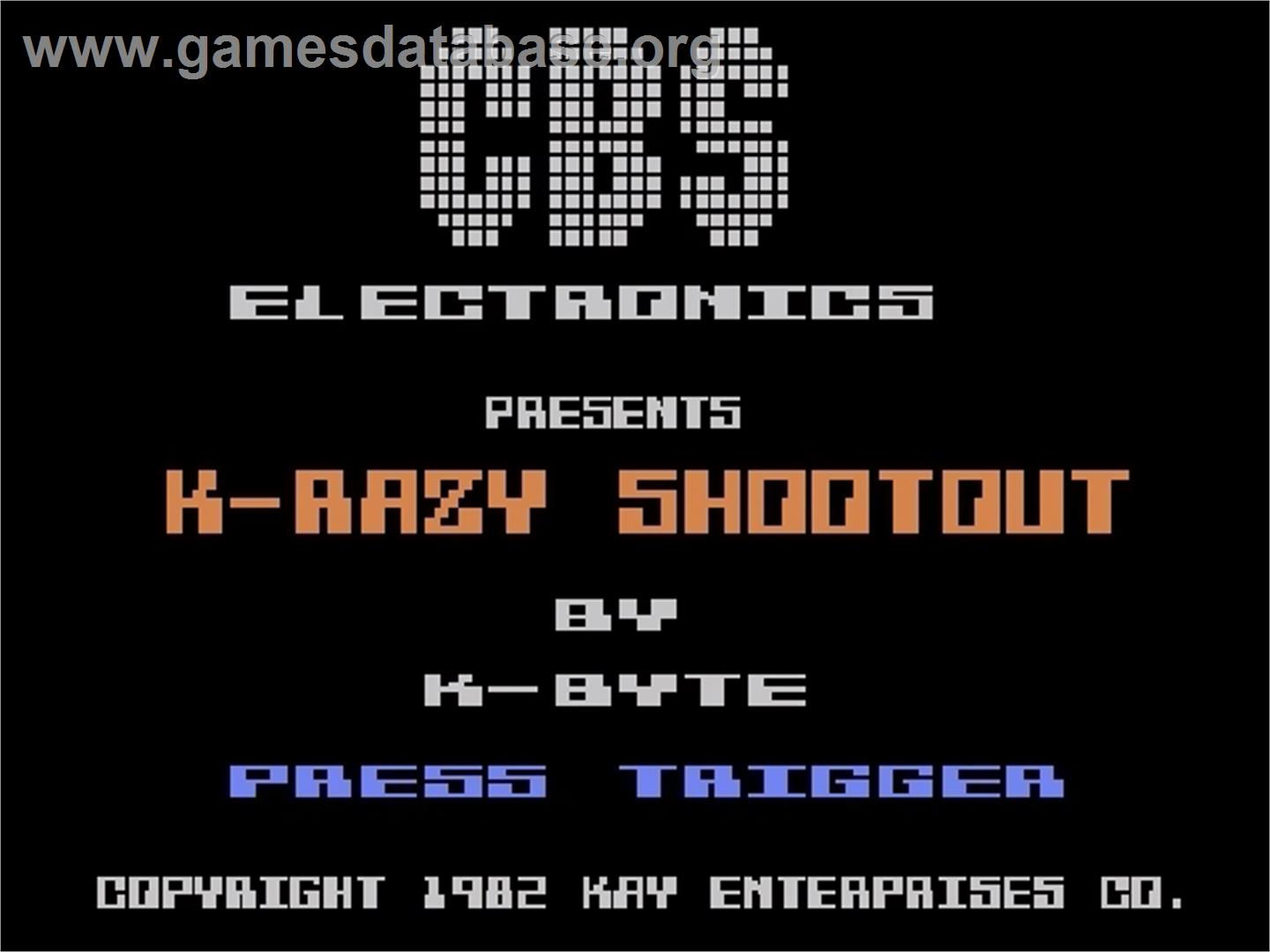 K-Razy Shootout - Atari 5200 - Artwork - Title Screen