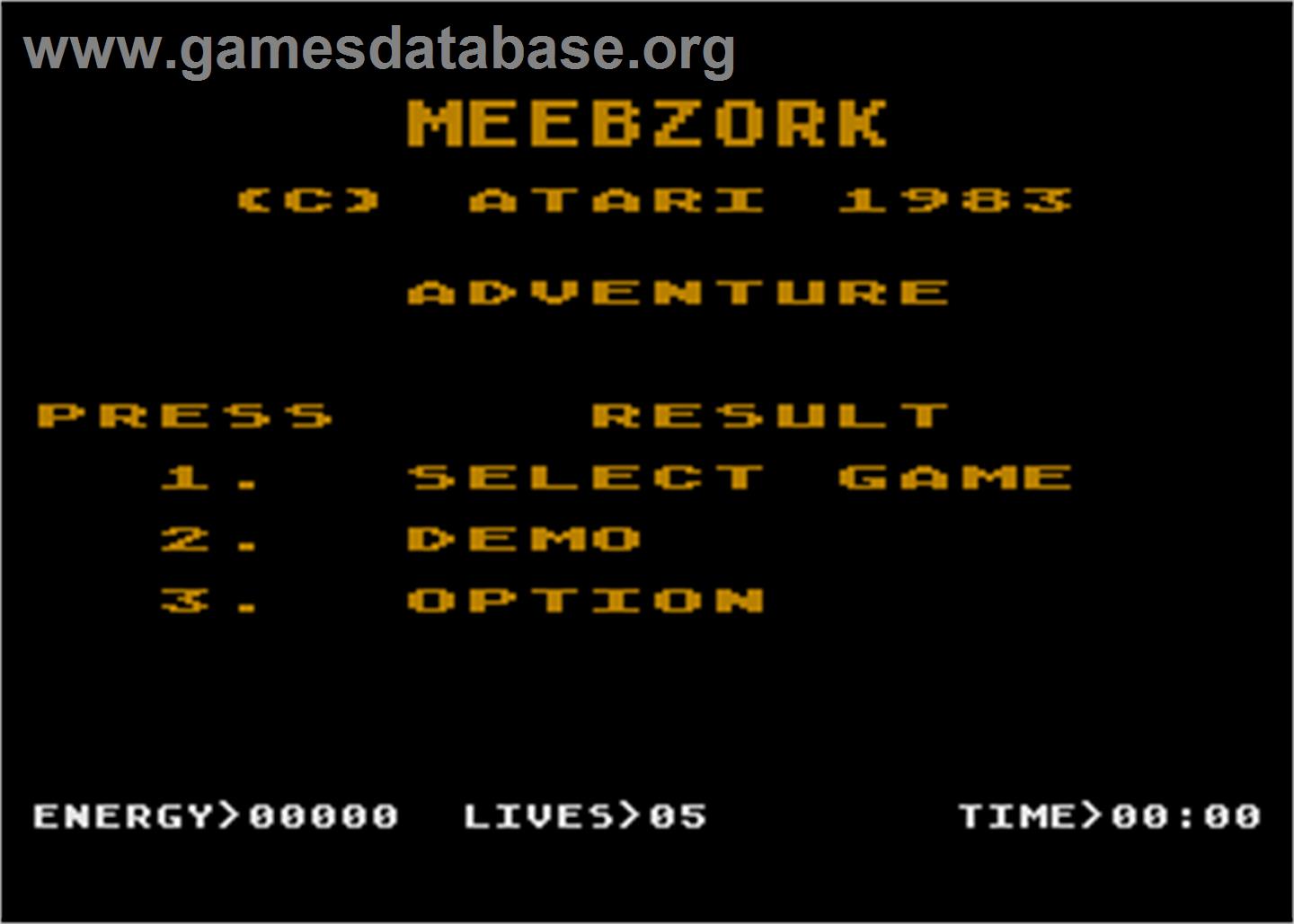 Meebzork - Atari 5200 - Artwork - Title Screen