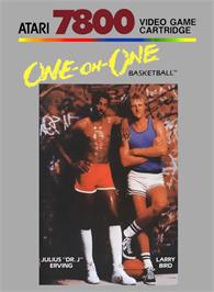 Box cover for Dr. J and Larry Bird Go One-on-One on the Atari 7800.