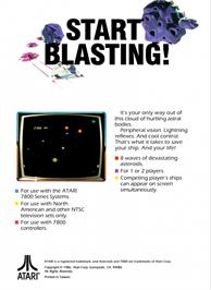 Box back cover for Asteroids on the Atari 7800.