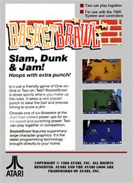 Box back cover for Basketbrawl on the Atari 7800.