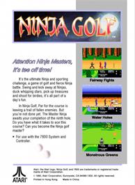 Box back cover for Ninja Golf on the Atari 7800.