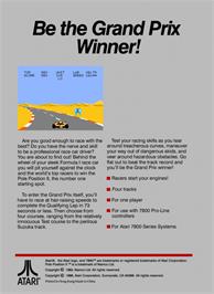 Box back cover for Pole Position II on the Atari 7800.