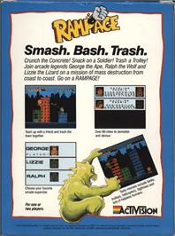Box back cover for Rampage on the Atari 7800.