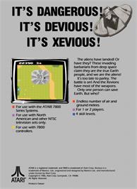 Box back cover for Xevious on the Atari 7800.