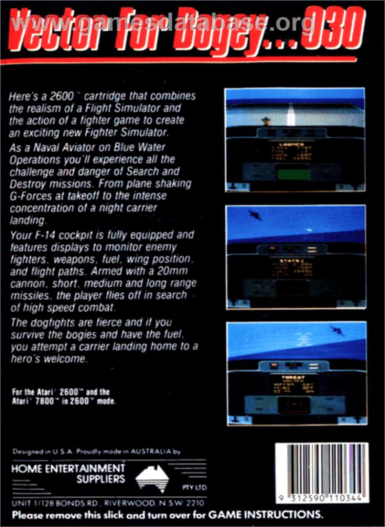 Dan Kitchen's Tomcat: The F-14 Fighter Simulator - Atari 7800 - Artwork - Box Back