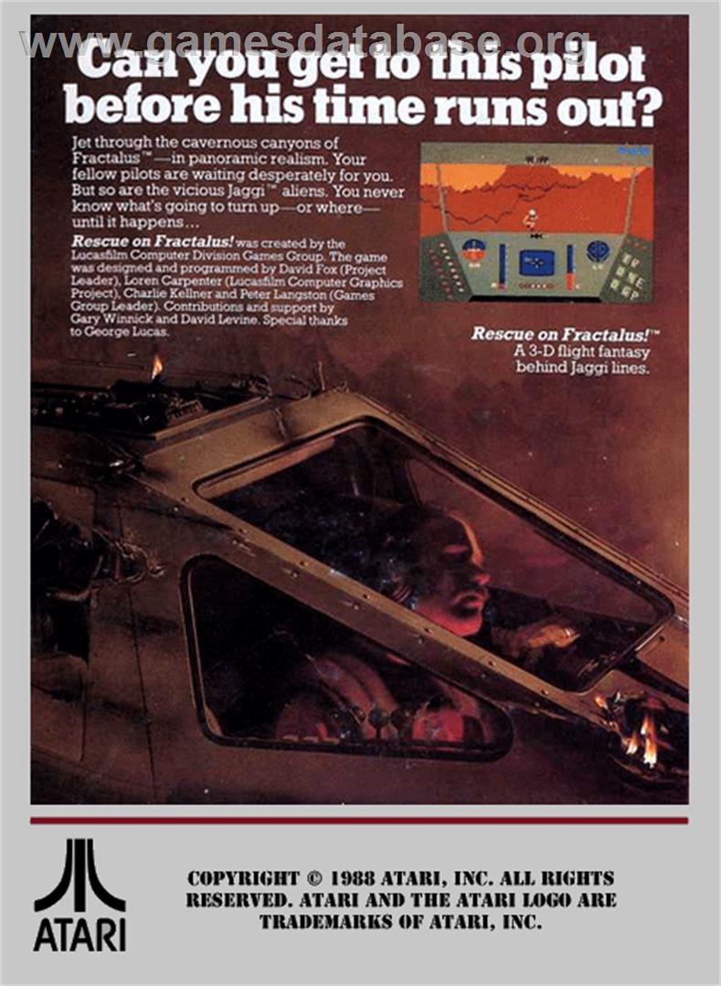 Rescue on Fractalus - Atari 7800 - Artwork - Box Back