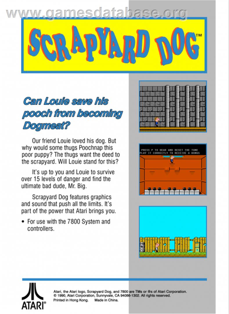 Scrapyard Dog - Atari 7800 - Artwork - Box Back