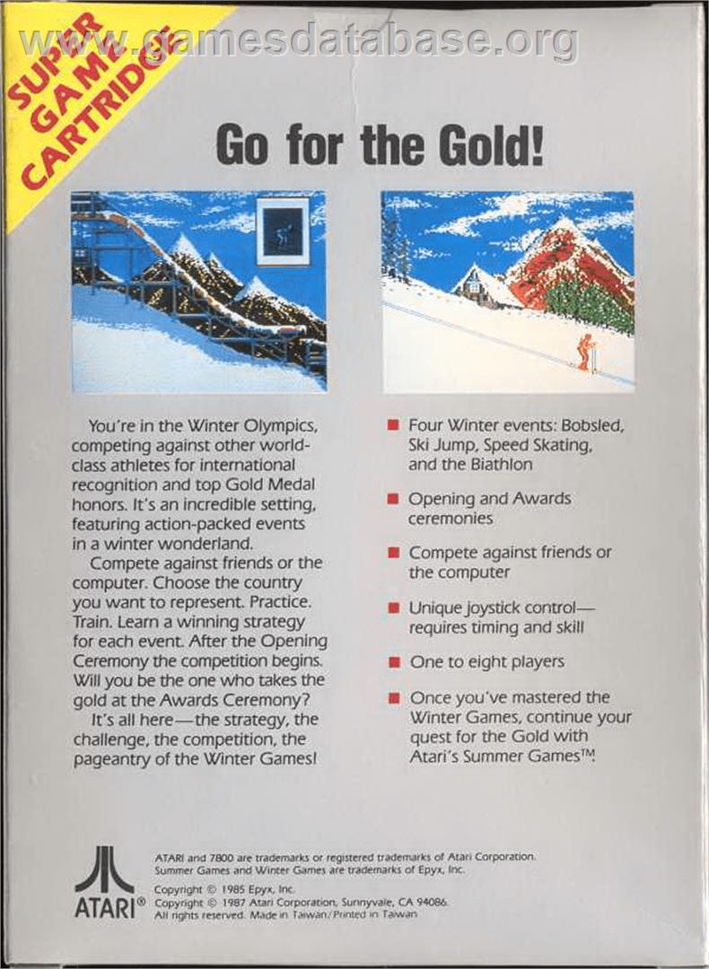 Winter Games - Atari 7800 - Artwork - Box Back