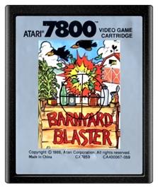 Cartridge artwork for Barnyard Blaster on the Atari 7800.
