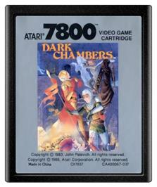 Cartridge artwork for Dark Chambers on the Atari 7800.