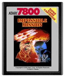 Cartridge artwork for Impossible Mission on the Atari 7800.