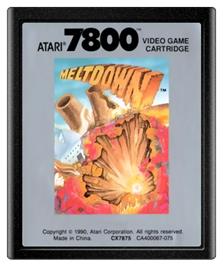 Cartridge artwork for Meltdown on the Atari 7800.